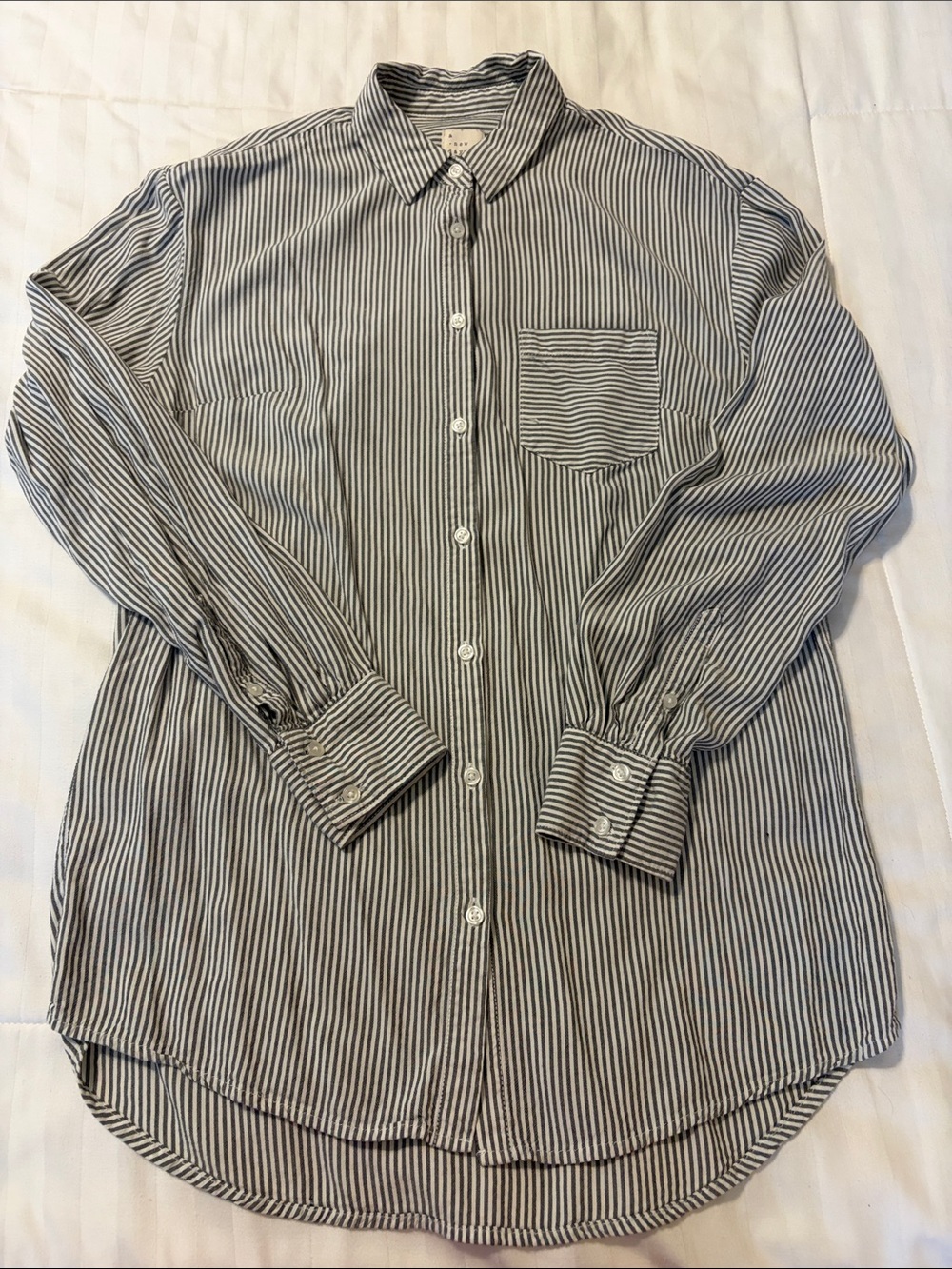 a new day women’s Black and White Vertical Stripe Button-Down Shirt